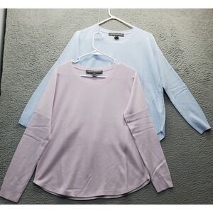 Lot of 2 French Connection Knit Top Womens Size XS Multi‎ Curved Hem Long Sleeve